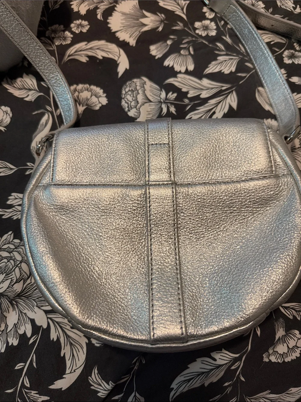 Talbots Silver Leather Crossbody Shoulder Bag